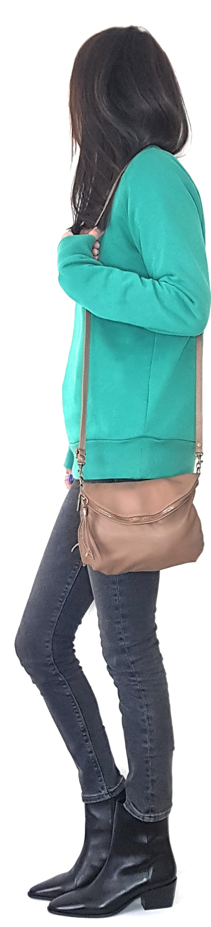 Sakiri Leather Clutch Bag ~ Taupe Brown 