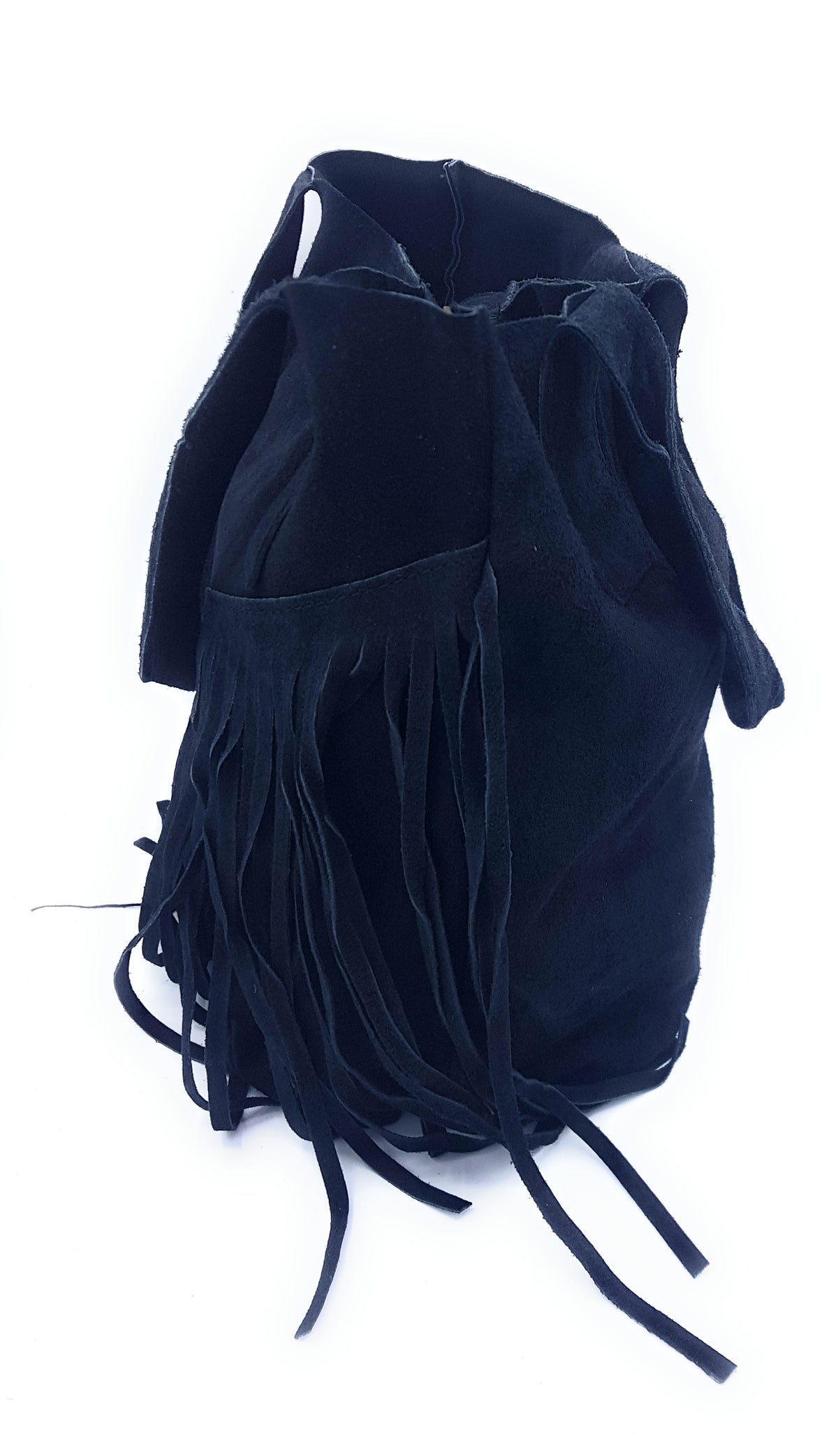Sac shopper Naya en cuir suédé à franges ~ Noir
