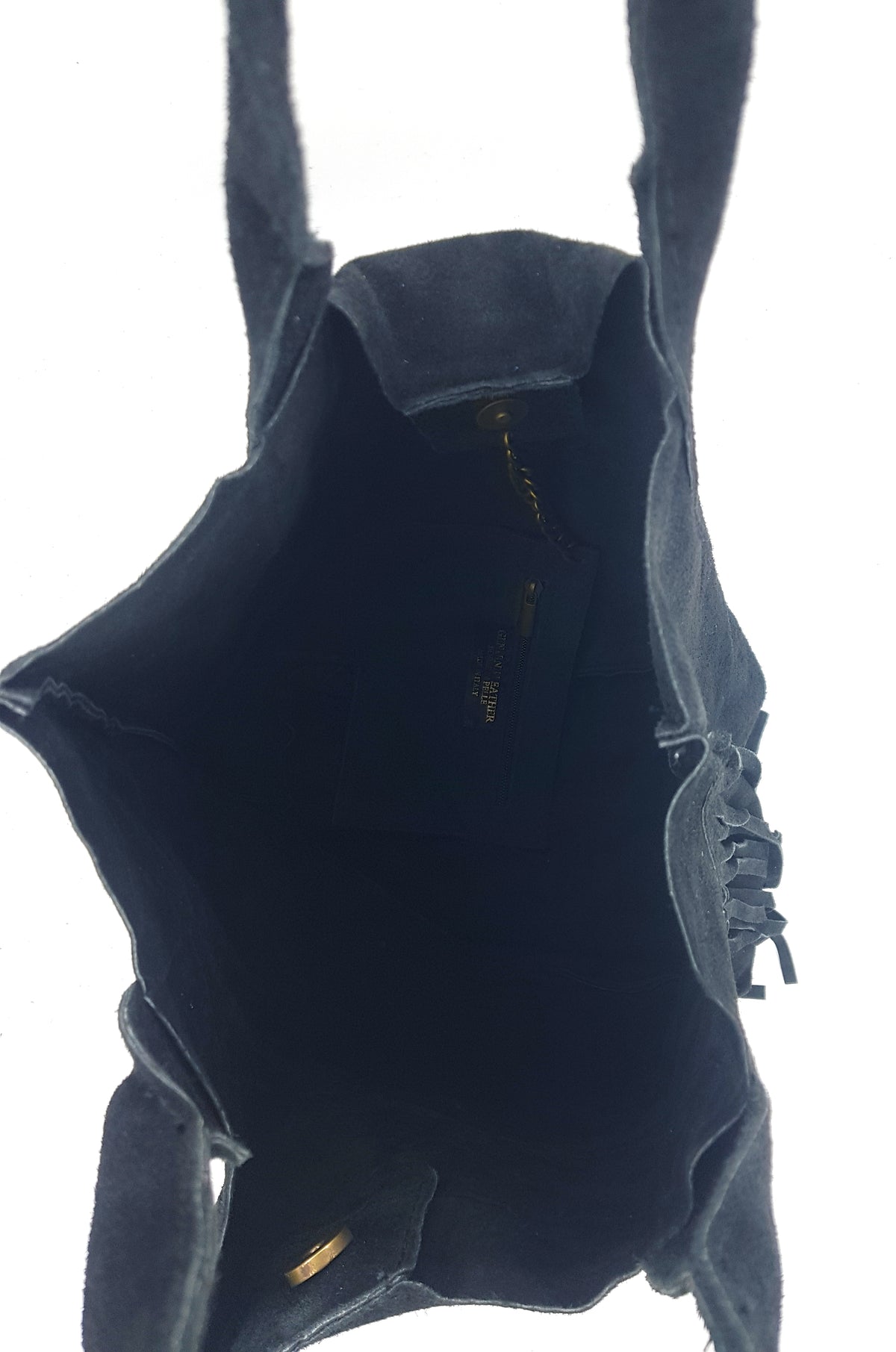 Sac shopper Naya en cuir suédé à franges ~ Noir