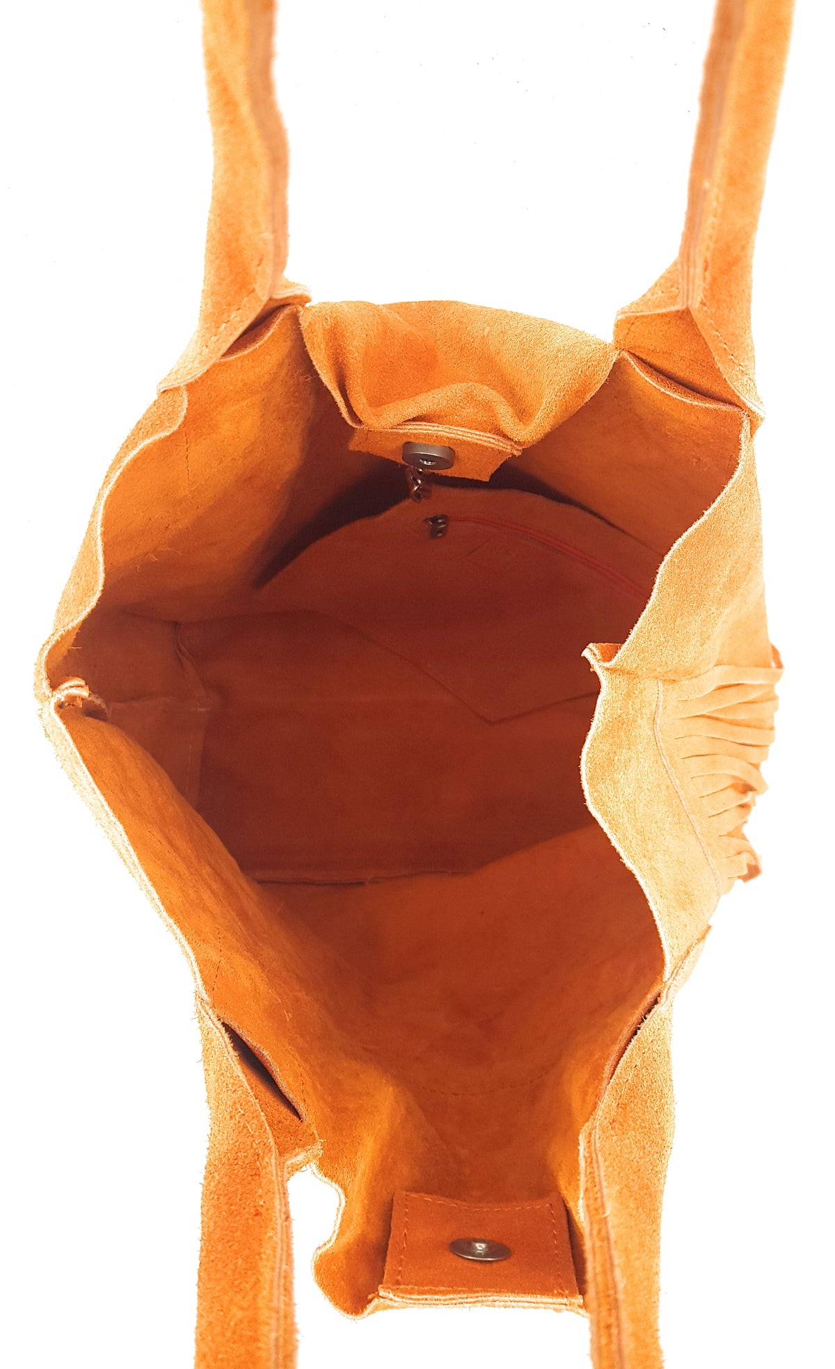 Sac shopper Naya en cuir suédé à franges ~ Orange