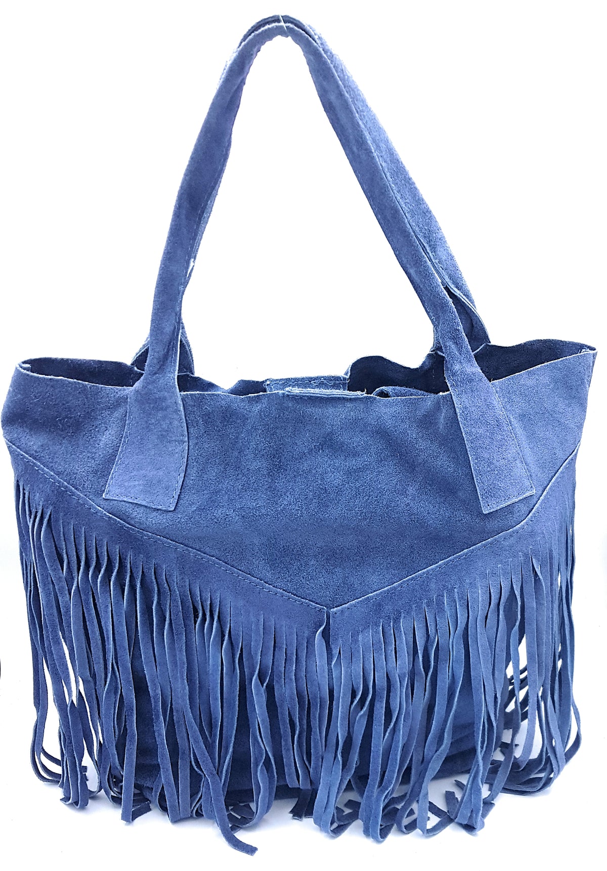 Sac shopper Naya  en cuir suédé ~ Bleu jean