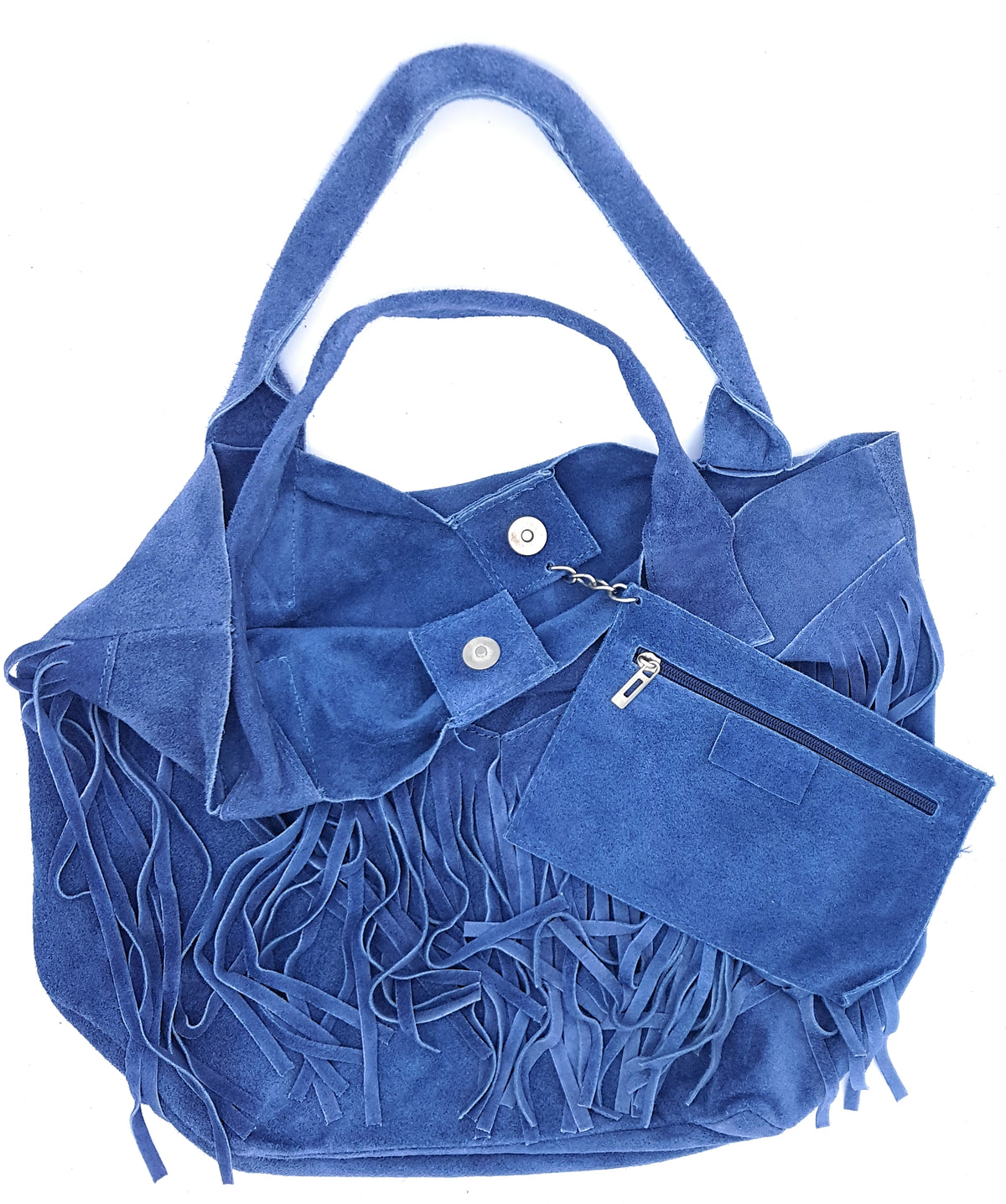 Sac shopper Naya  en cuir suédé ~ Bleu jean