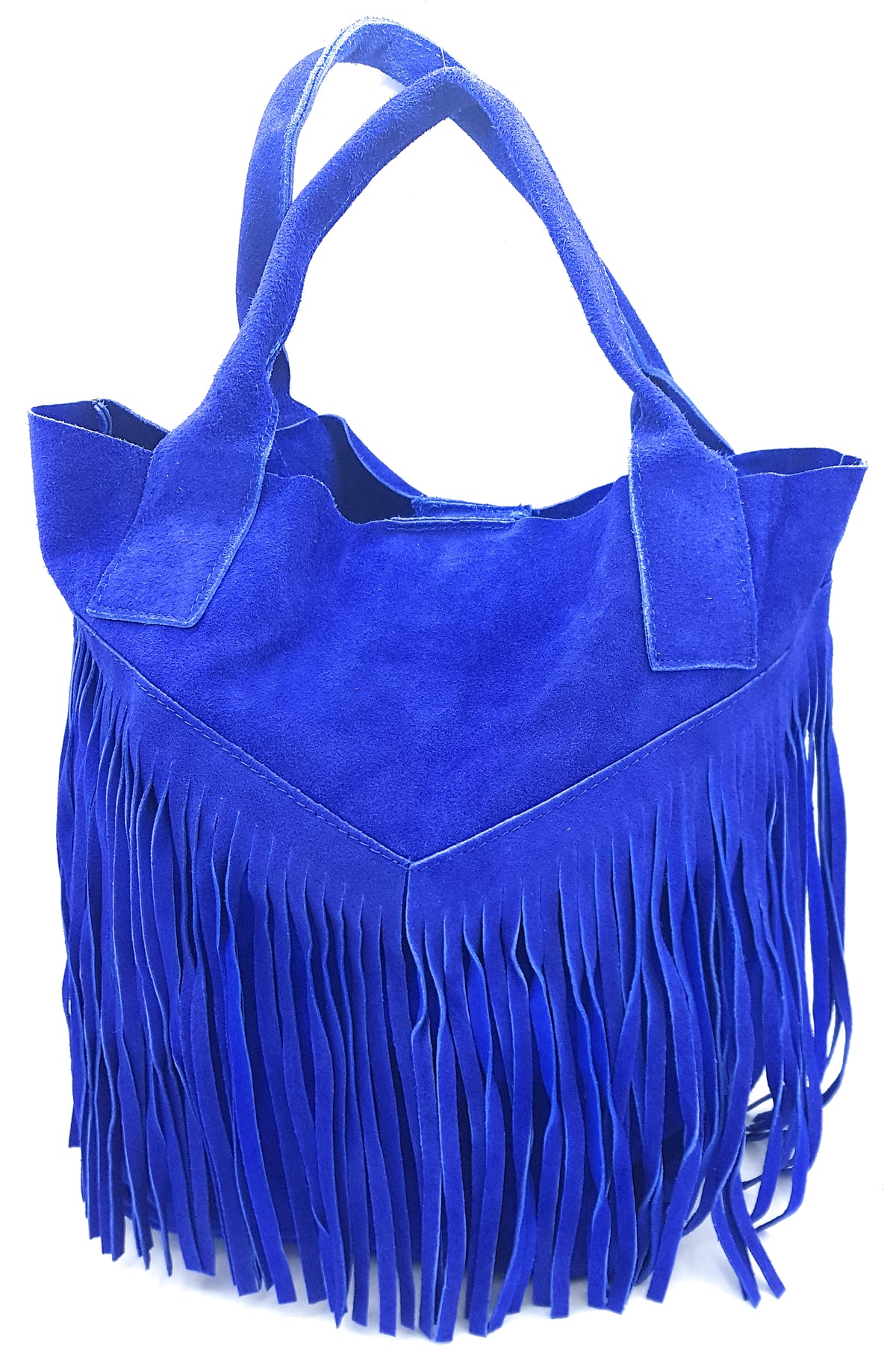 Naya Fringed Suede Leather Shopper Bag ~ Royal Blue 