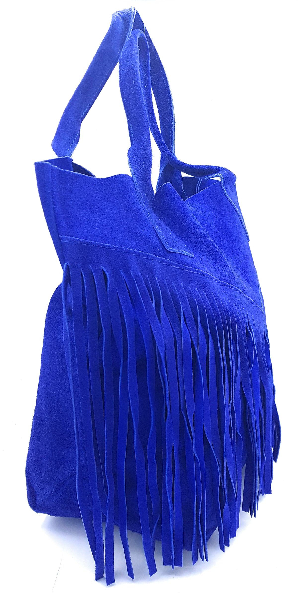 Naya Fringed Suede Leather Shopper Bag ~ Royal Blue 