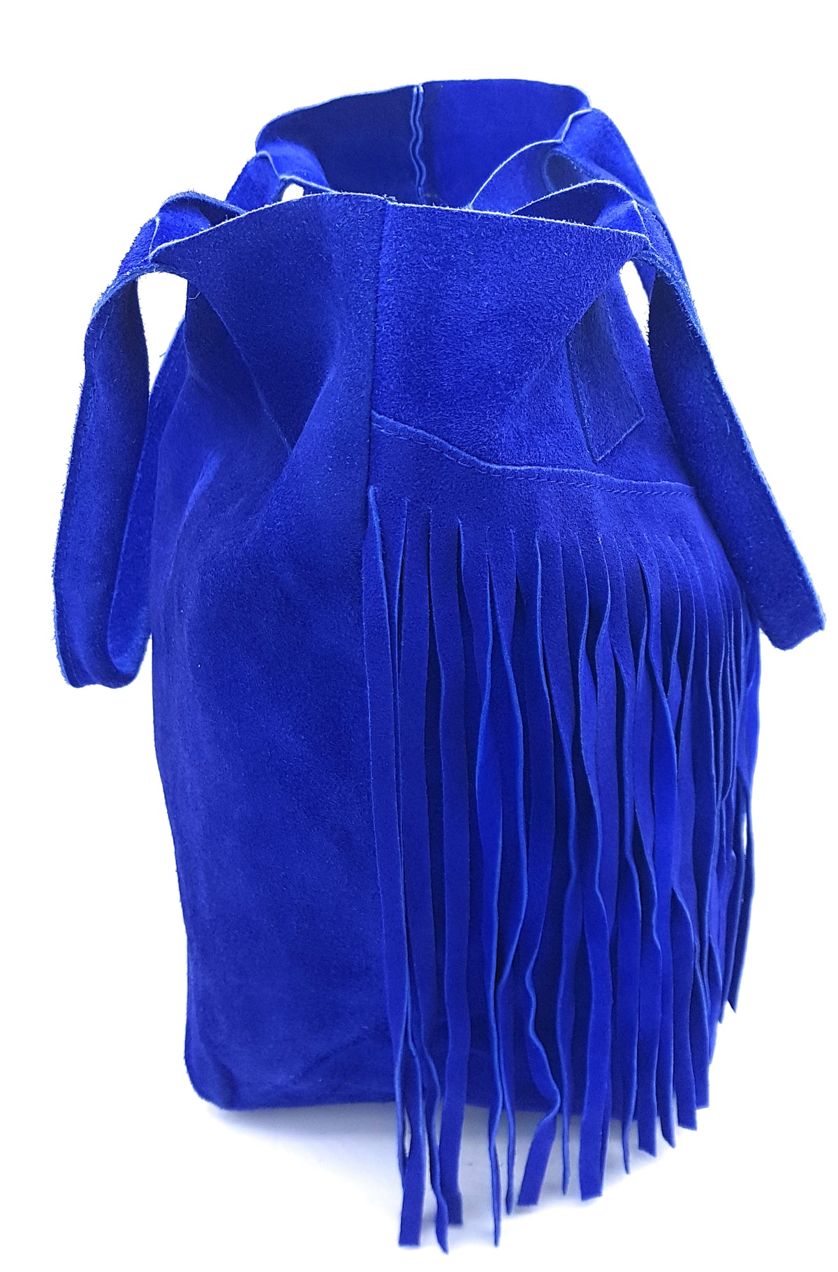 Naya Fringed Suede Leather Shopper Bag ~ Royal Blue 