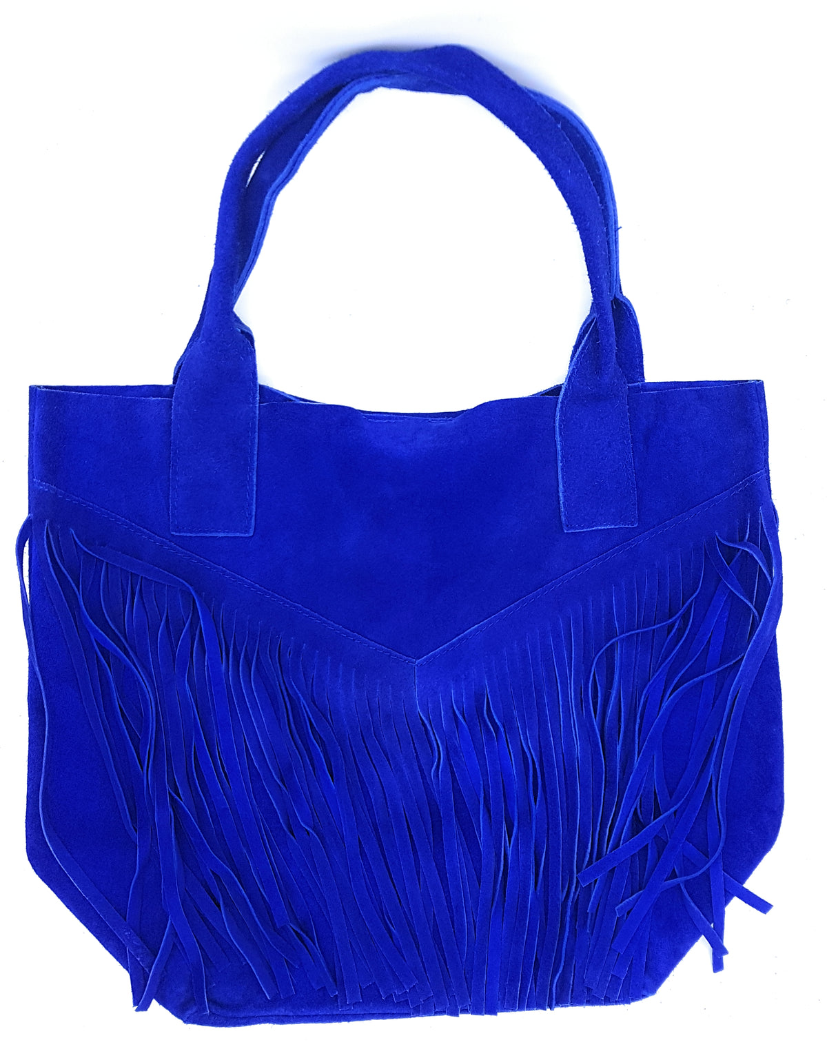 Naya Fringed Suede Leather Shopper Bag ~ Royal Blue 