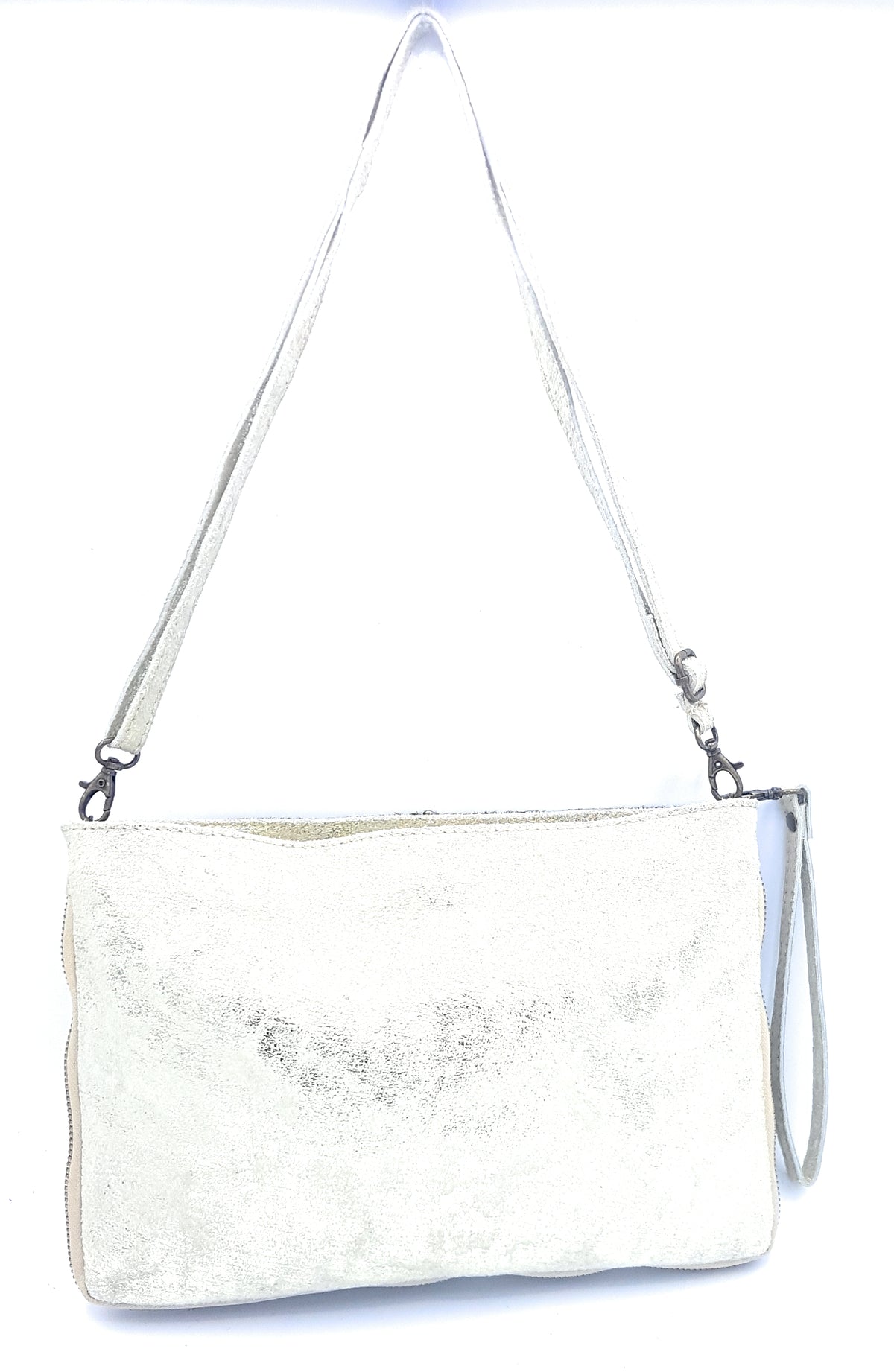 Sac pochette Cherokee en cuir irisé avec broderies et perles ~ Doré
