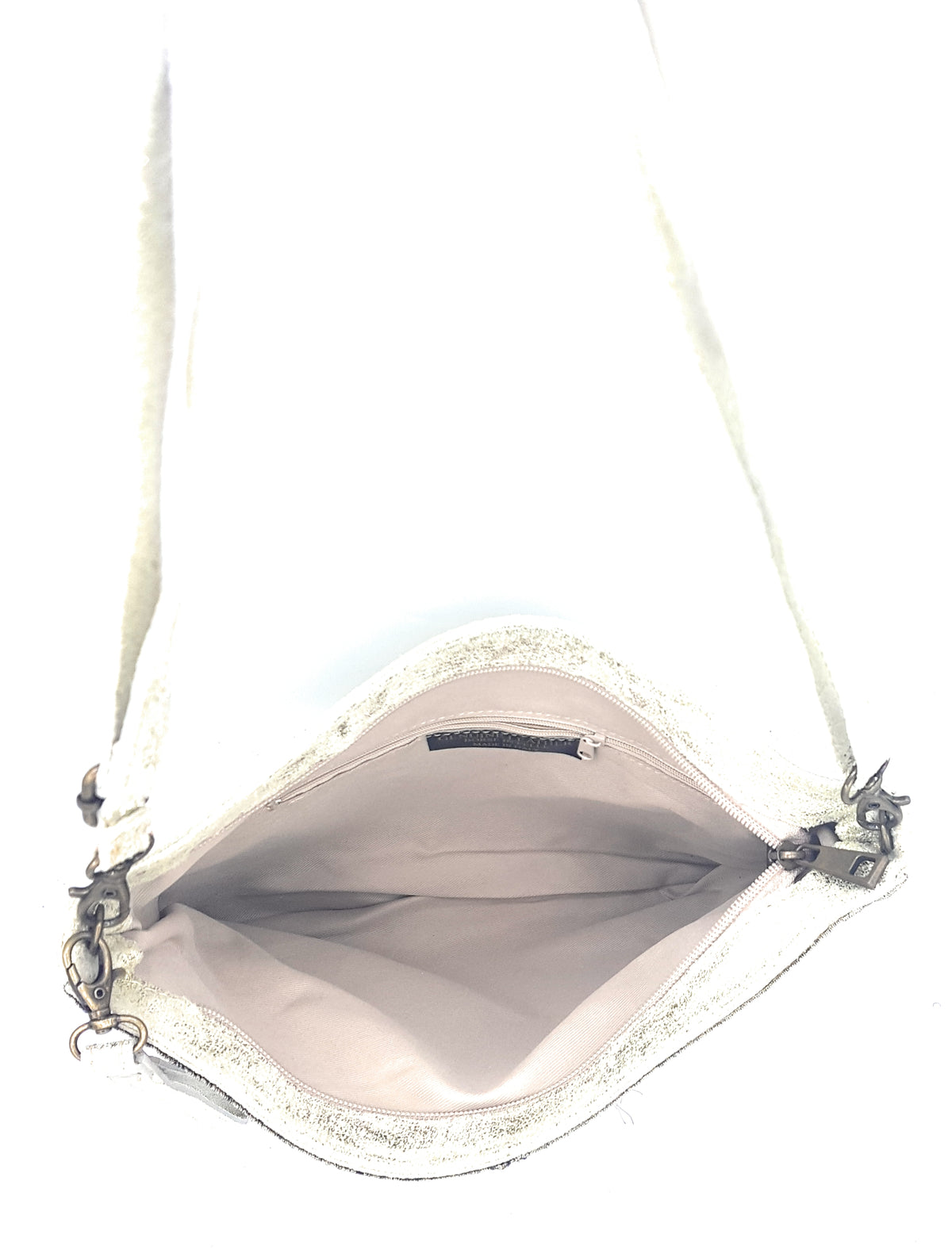 Sac pochette Cherokee en cuir irisé avec broderies et perles ~ Doré