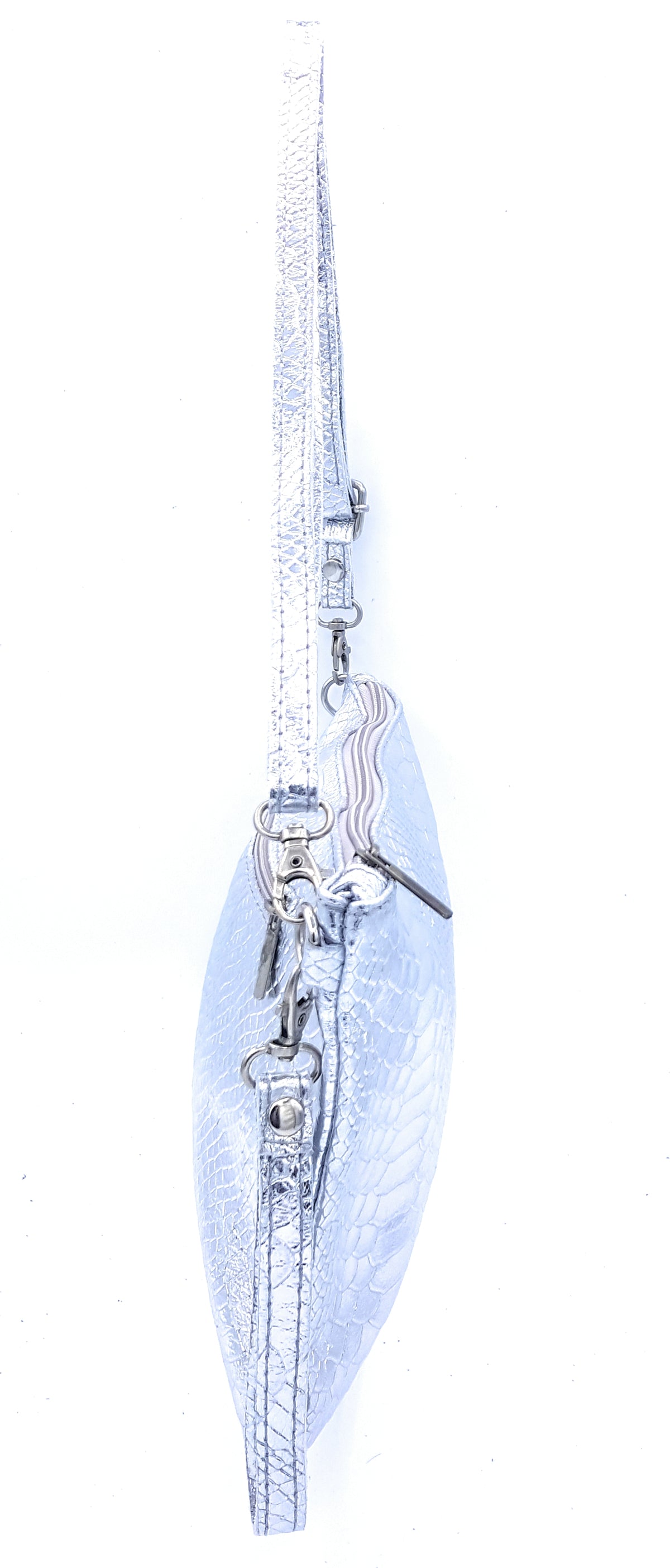 Sac pochette Snake en cuir irisé ~ Argenté