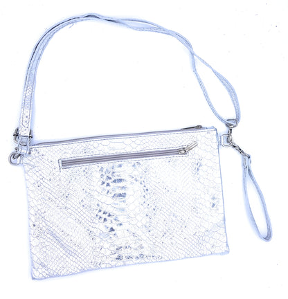Sac pochette Snake en cuir irisé ~ Argenté