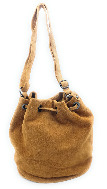 Kishi Iridescent Suede Leather Purse ~ Camel
