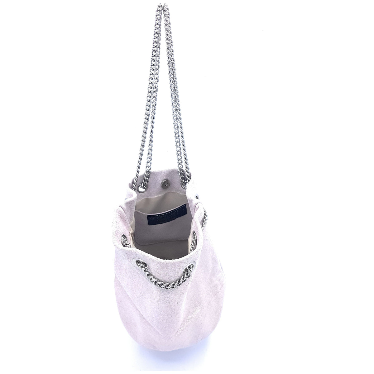 Ozalee Iridescent Suede Leather Clutch Bag ~ Pale Pink