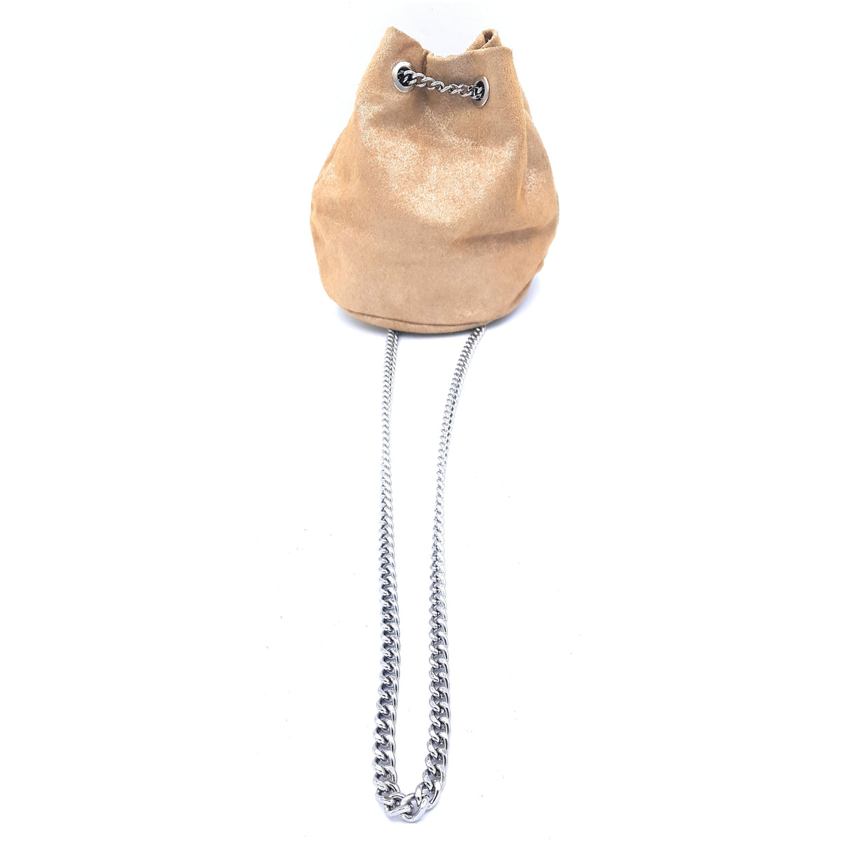 Sac pochette Ozalee en cuir suèdé irisé ~ Camel