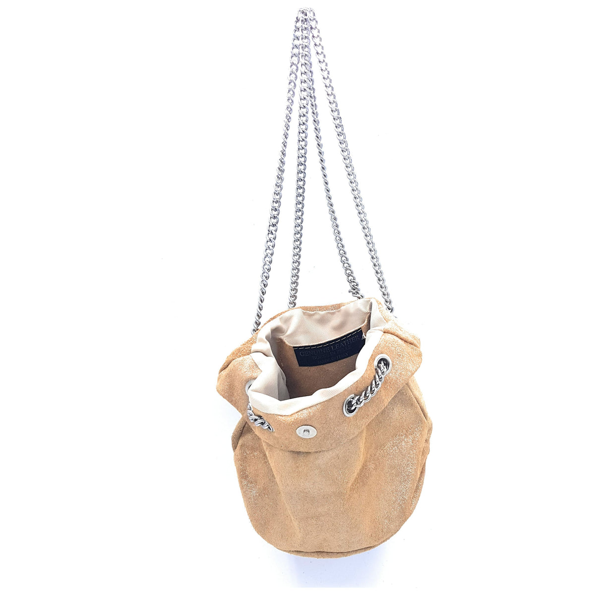 Sac pochette Ozalee en cuir suèdé irisé ~ Camel