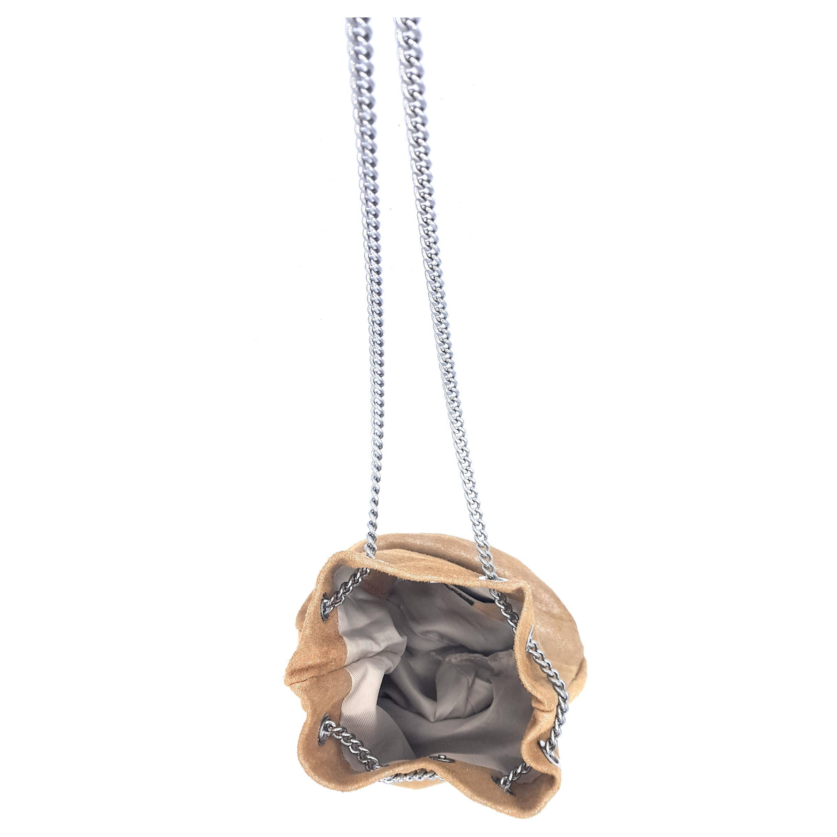 Sac pochette Ozalee en cuir suèdé irisé ~ Camel