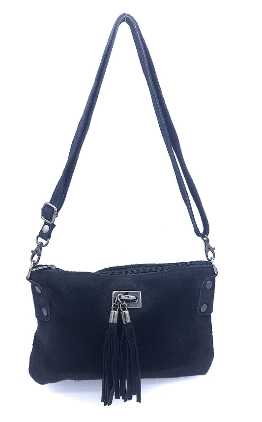 Sac pochette Winona en cuir suèdé ~ Noir