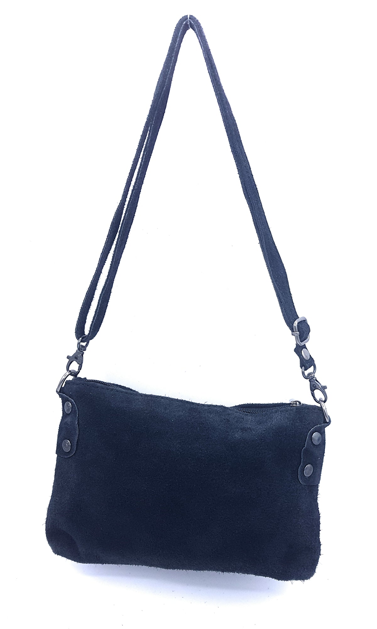 Winona Suede Leather Clutch Bag ~ Black