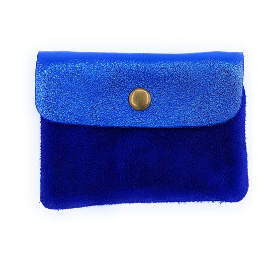 Porte-monnaie Aponi cuir suédé / irisé ~ Bleu royale