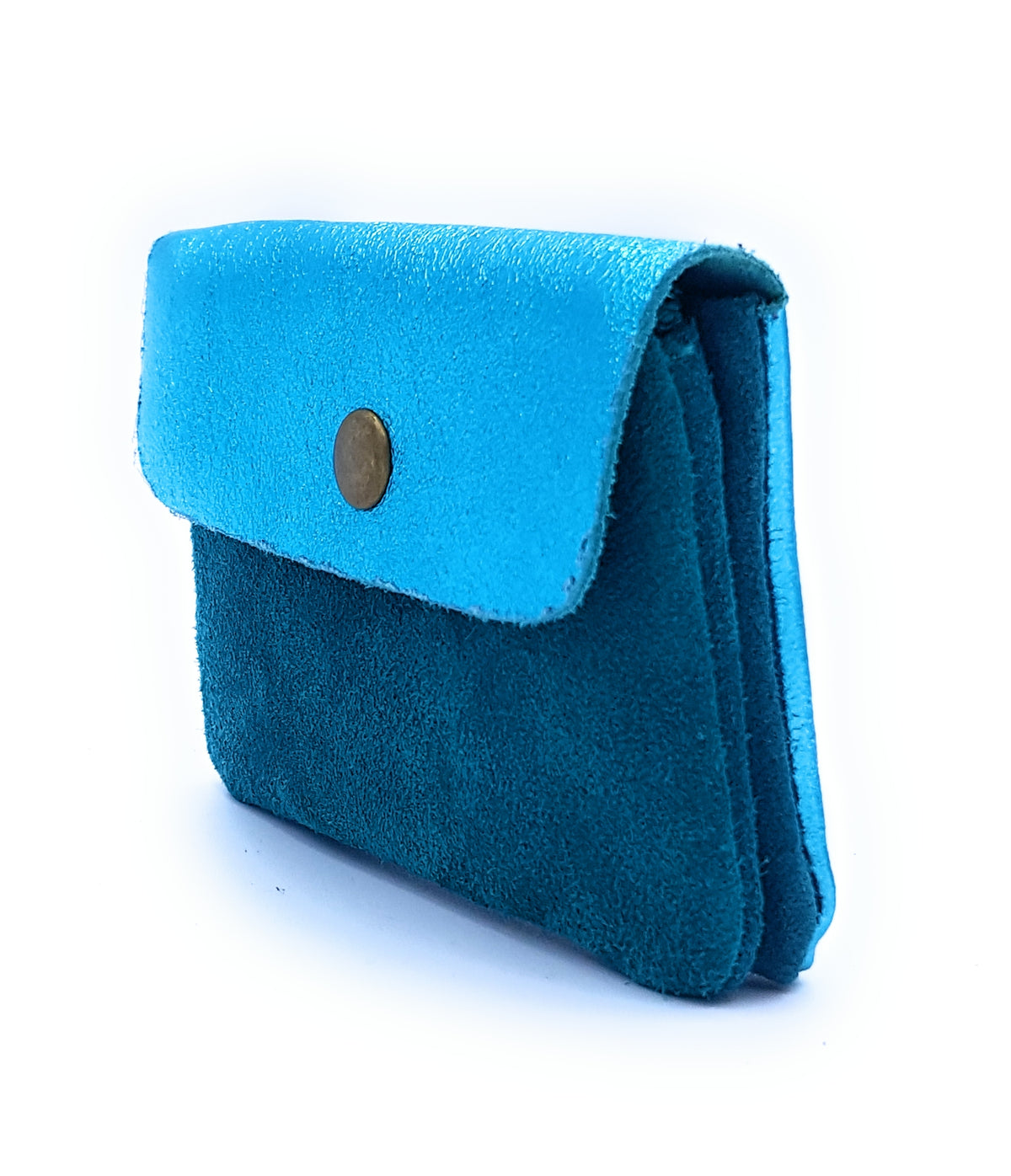 Porte-monnaie Aponi cuir suédé / irisé ~ Turquoise