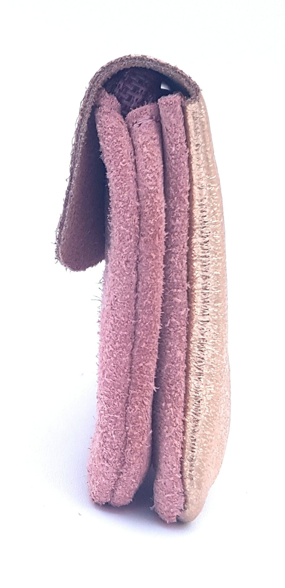 Porte-monnaie Aponi cuir suédé / irisé ~ Rose pâle