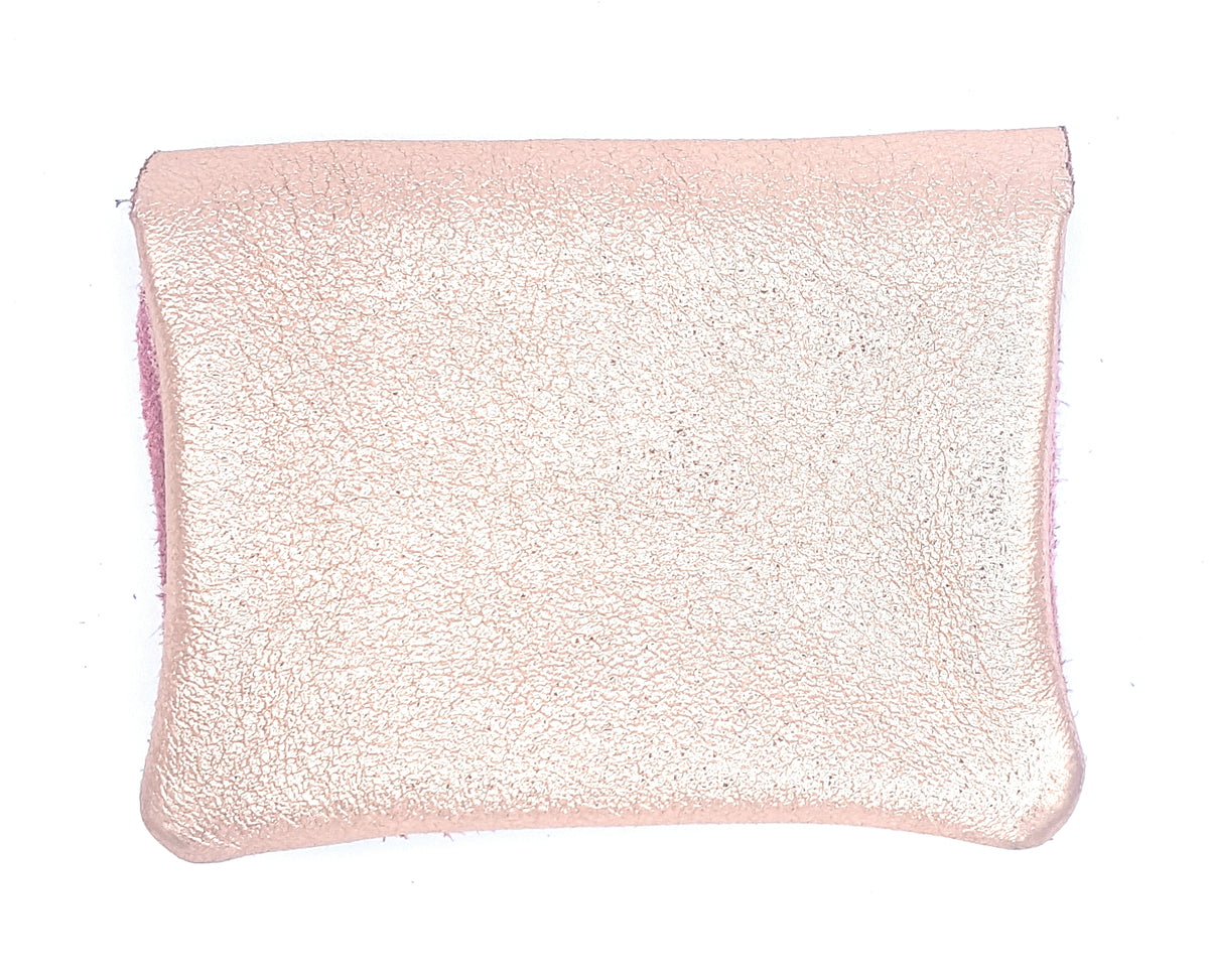 Porte-monnaie Aponi cuir suédé / irisé ~ Rose pâle