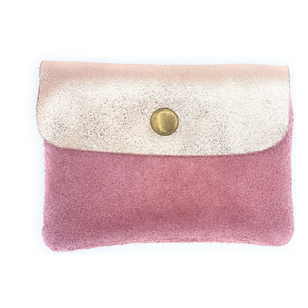 Porte-monnaie Aponi cuir suédé / irisé ~ Rose pâle