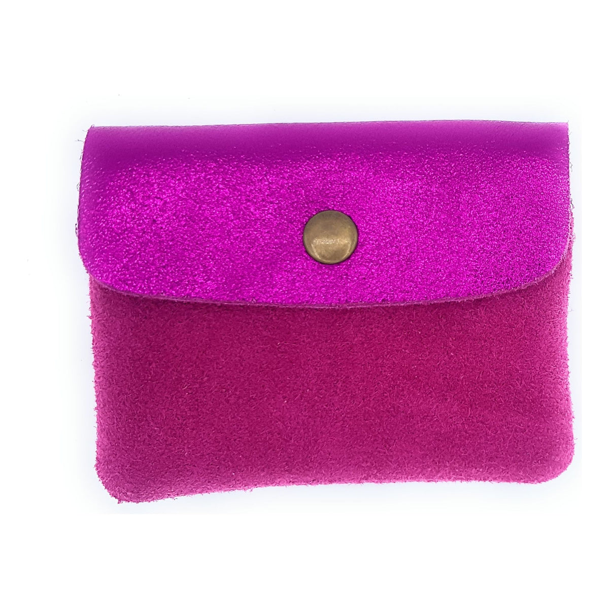 Porte-monnaie Aponi cuir suédé / irisé ~ Fuchsia