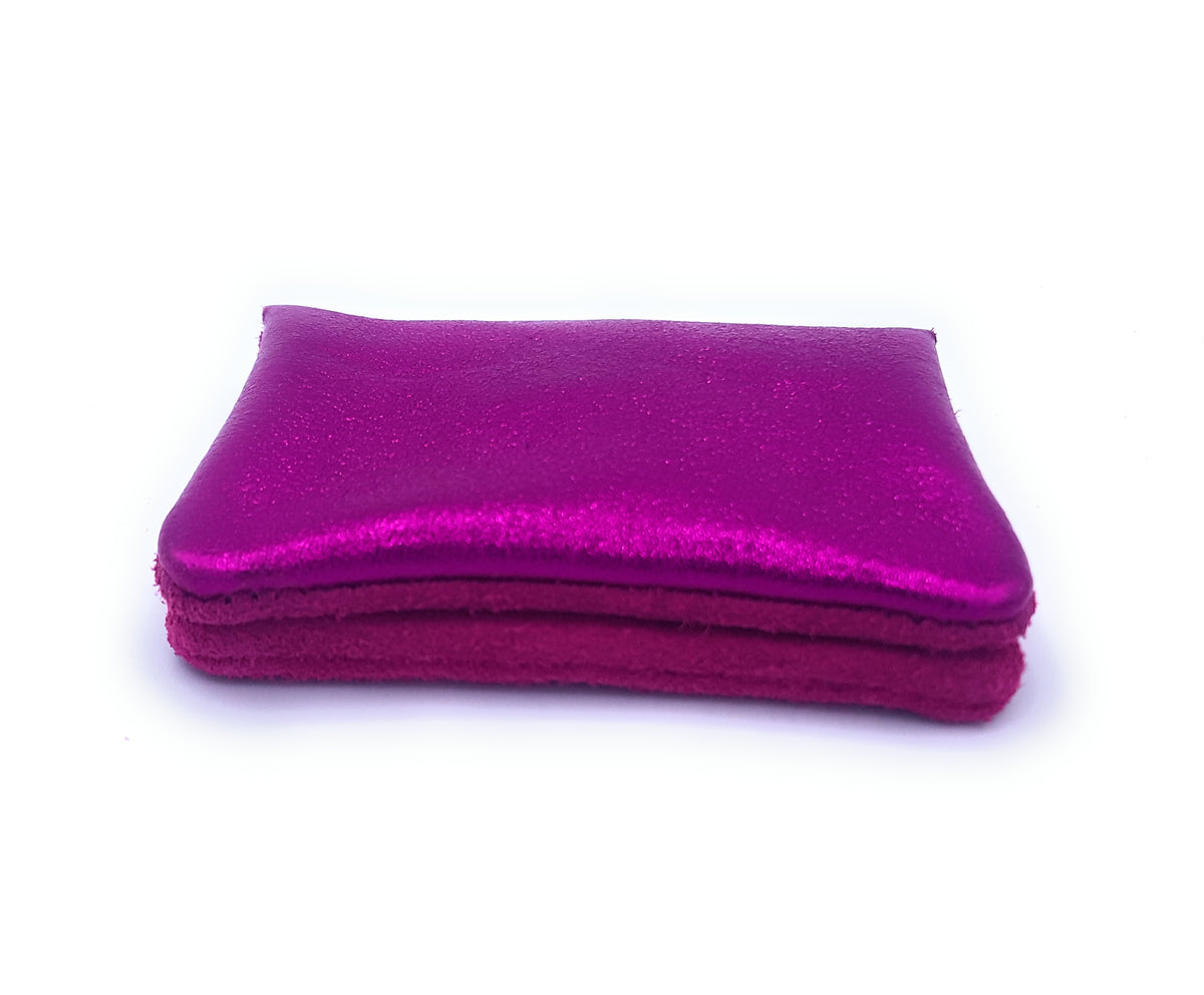 Porte-monnaie Aponi cuir suédé / irisé ~ Fuchsia