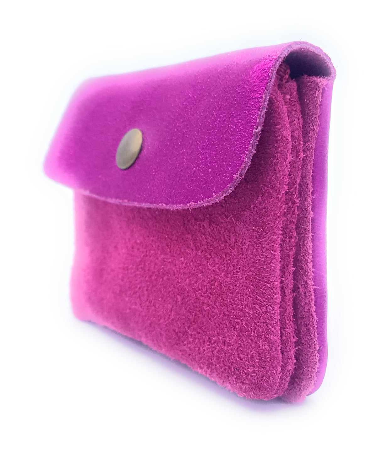 Porte-monnaie Aponi cuir suédé / irisé ~ Fuchsia