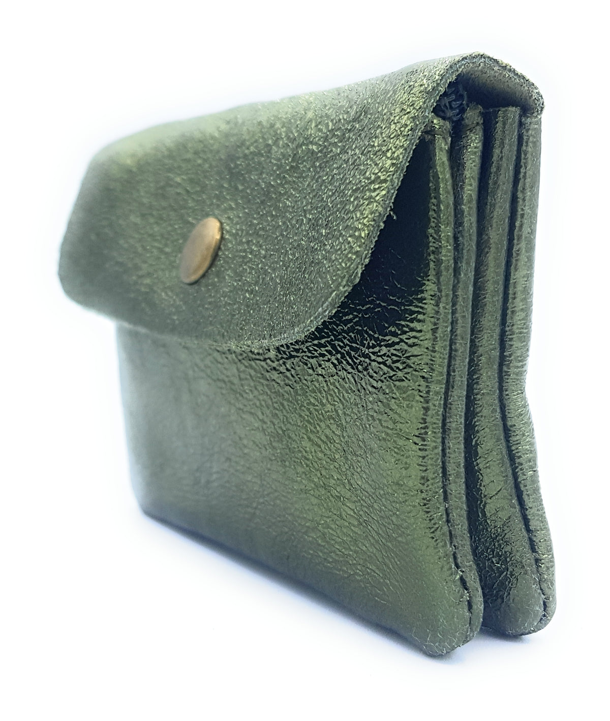 Porte-monnaie Aponi cuir irisé italien ~ Kaki