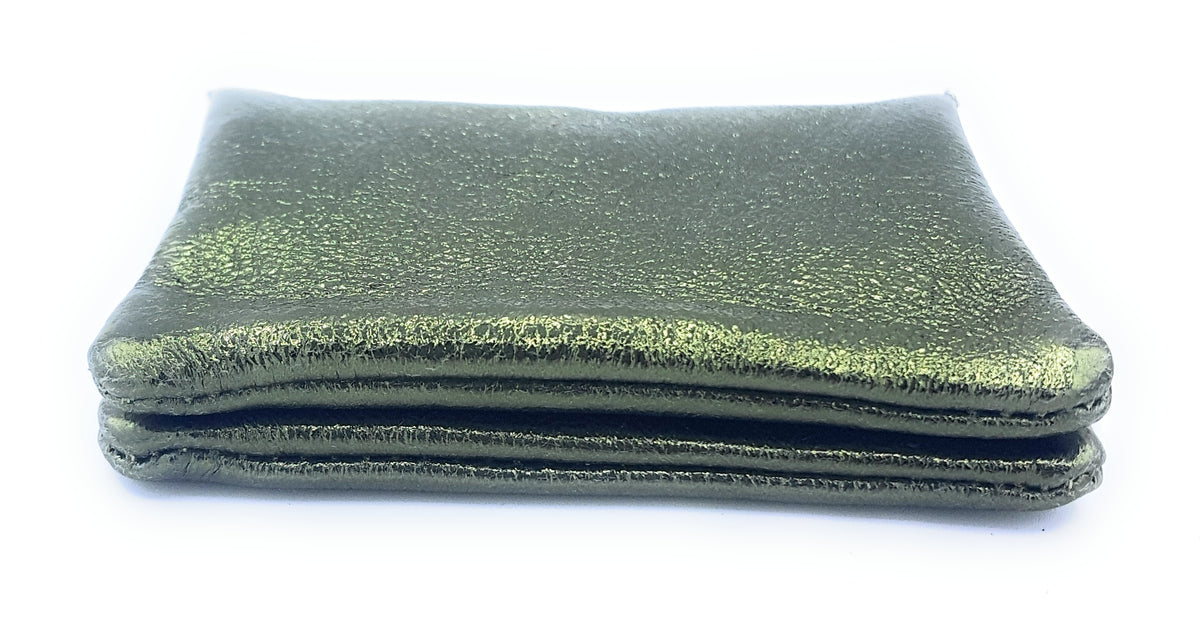 Porte-monnaie Aponi cuir irisé italien ~ Kaki