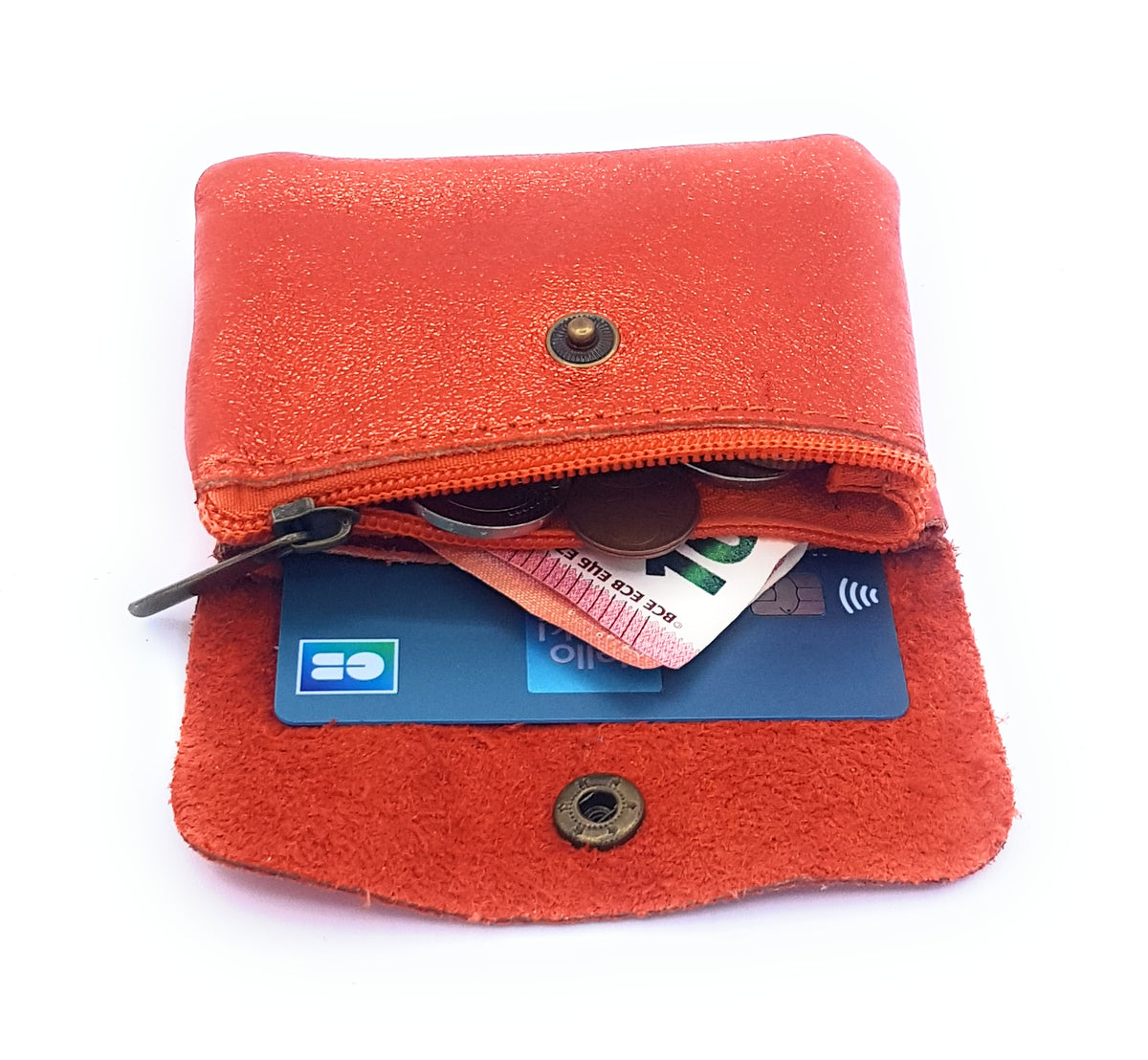 Porte-monnaie Aponi cuir irisé italien ~ Orange