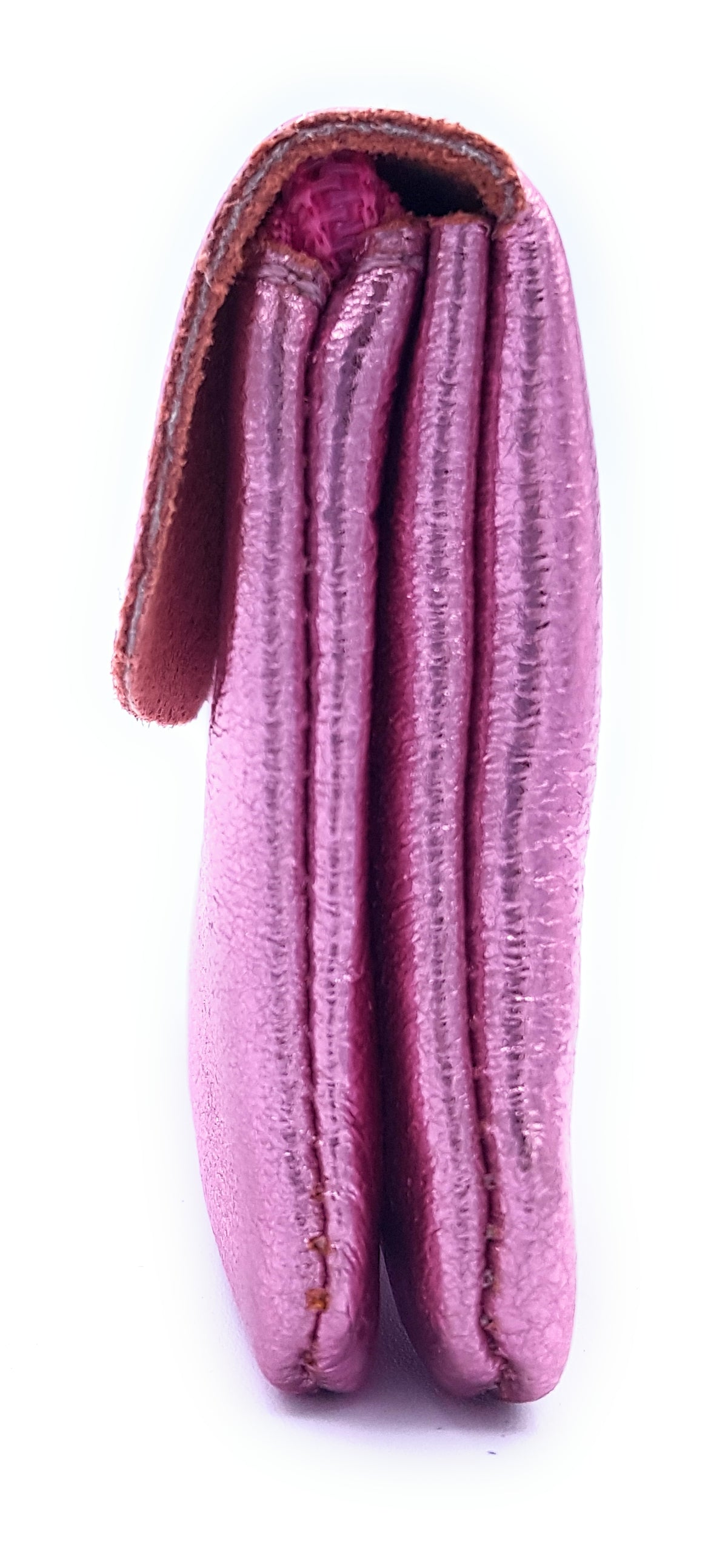 Porte-monnaie Aponi cuir irisé italien ~ Rose pâle