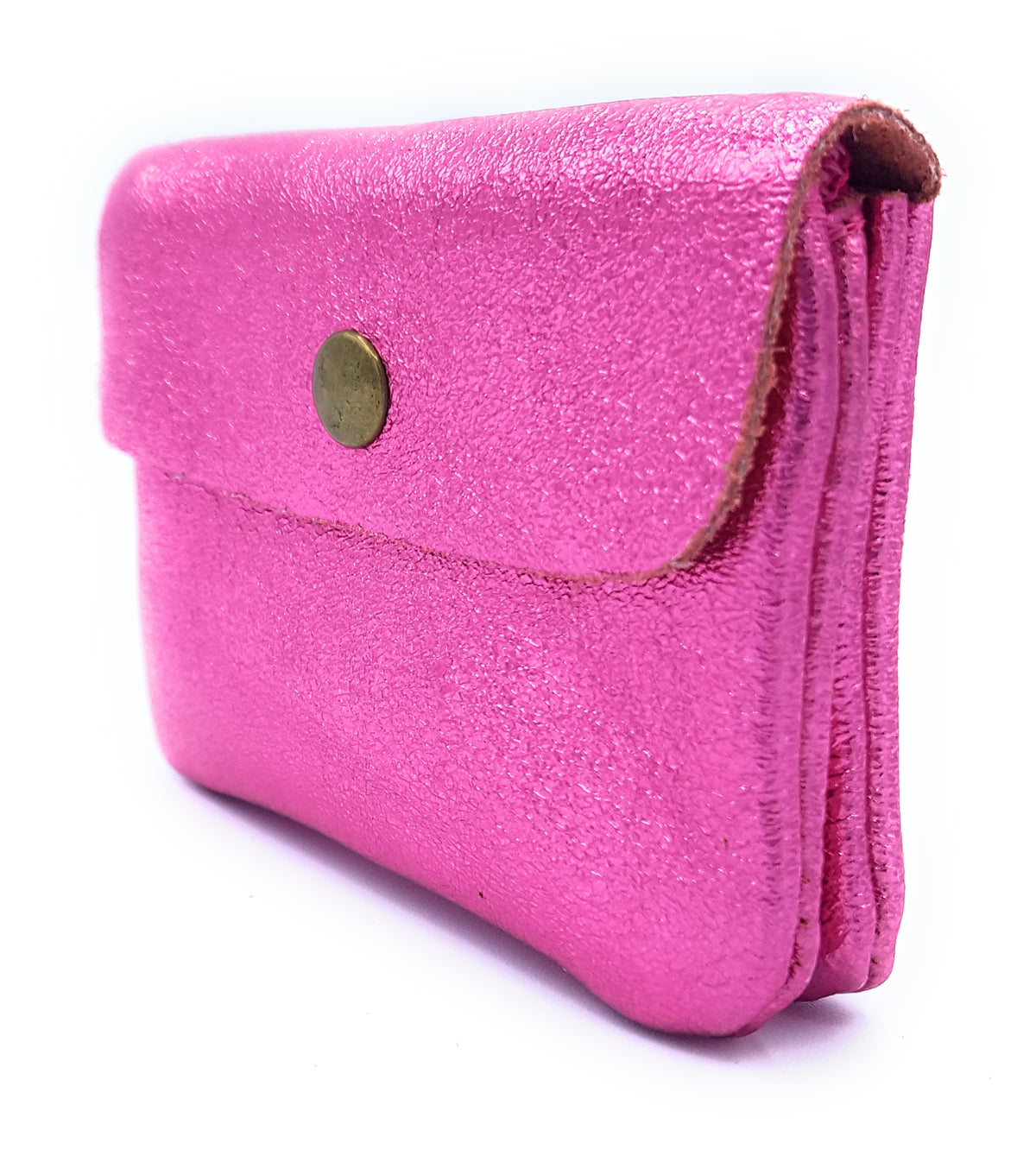 Porte-monnaie Aponi cuir irisé italien ~ Rose