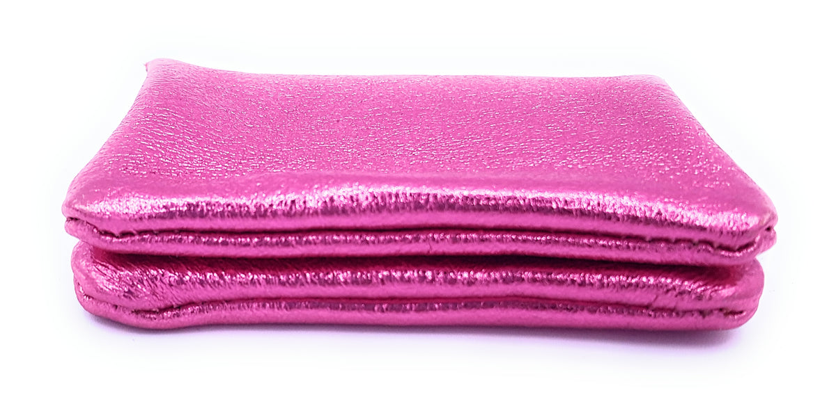 Porte-monnaie Aponi cuir irisé italien ~ Rose
