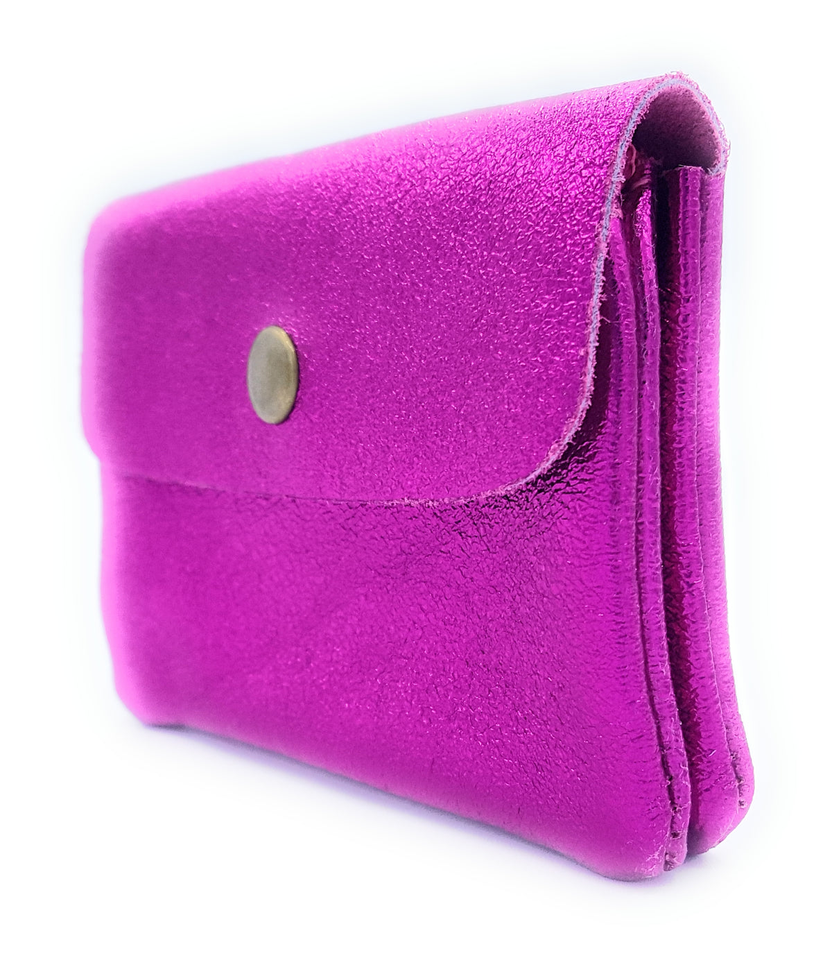 Aponi iridescent leather purse ~ Fuchsia