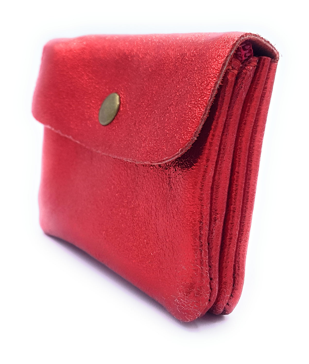 Porte-monnaie Aponi cuir irisé italien ~ Rouge