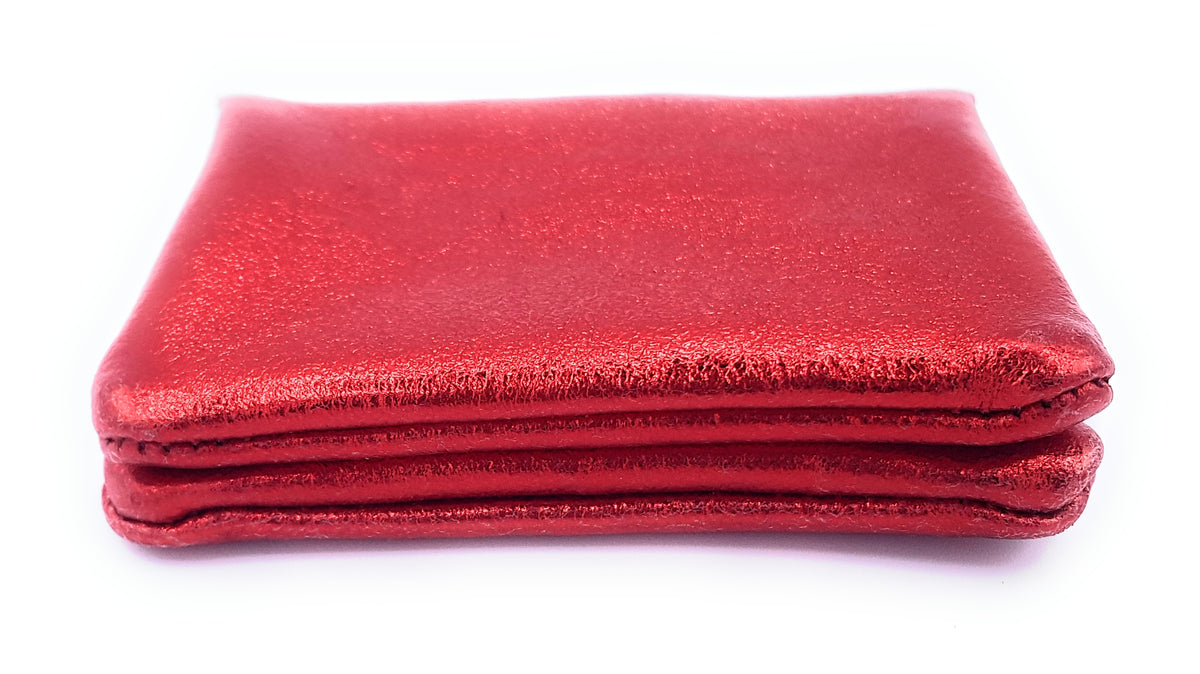 Porte-monnaie Aponi cuir irisé italien ~ Rouge