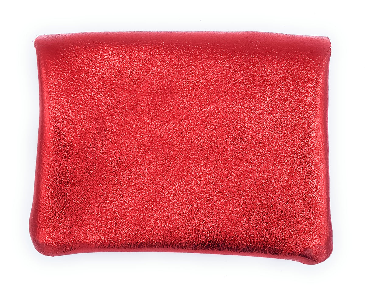 Porte-monnaie Aponi cuir irisé italien ~ Rouge