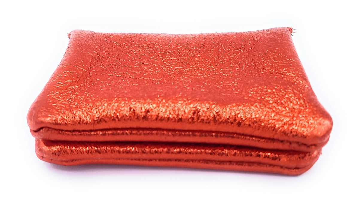 Porte-monnaie Aponi cuir irisé italien ~ Orange