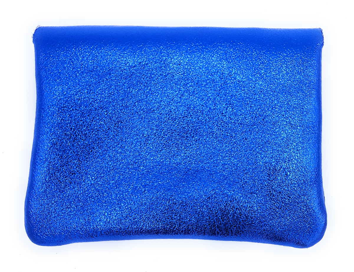 Porte-monnaie Aponi cuir irisé italien ~ Bleu royal