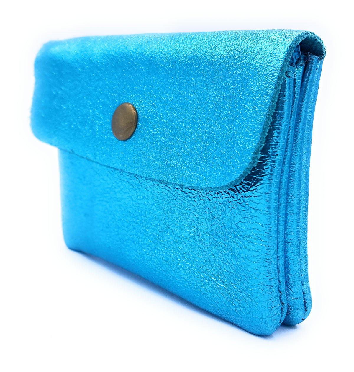 Porte-monnaie Aponi cuir irisé italien ~ Turquoise