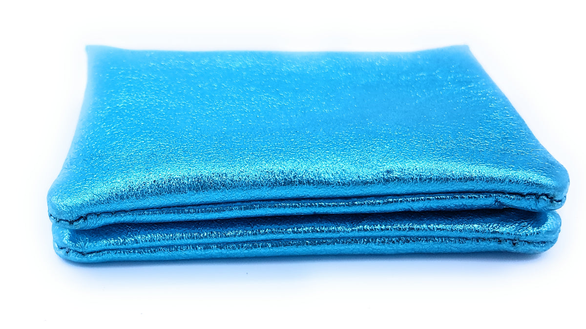 Porte-monnaie Aponi cuir irisé italien ~ Turquoise
