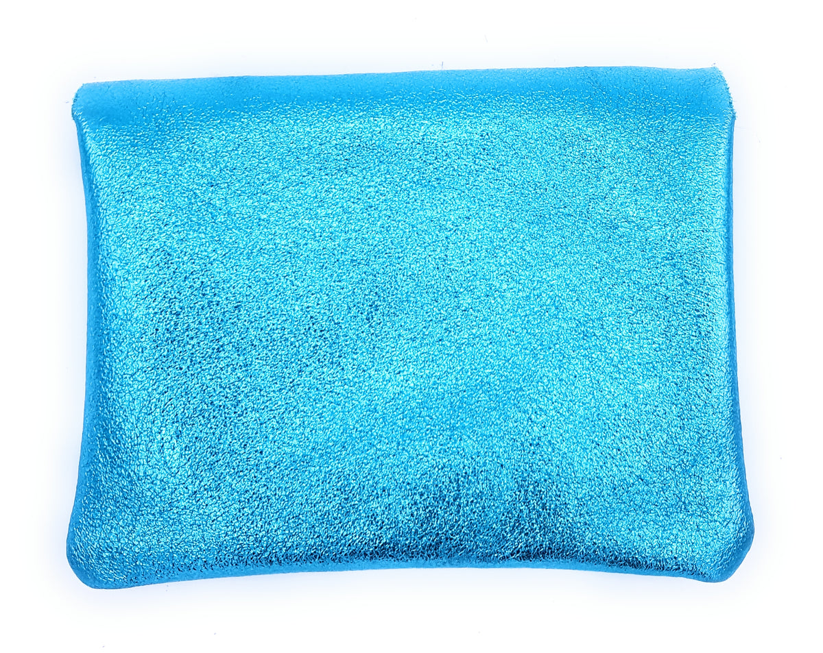 Porte-monnaie Aponi cuir irisé italien ~ Turquoise
