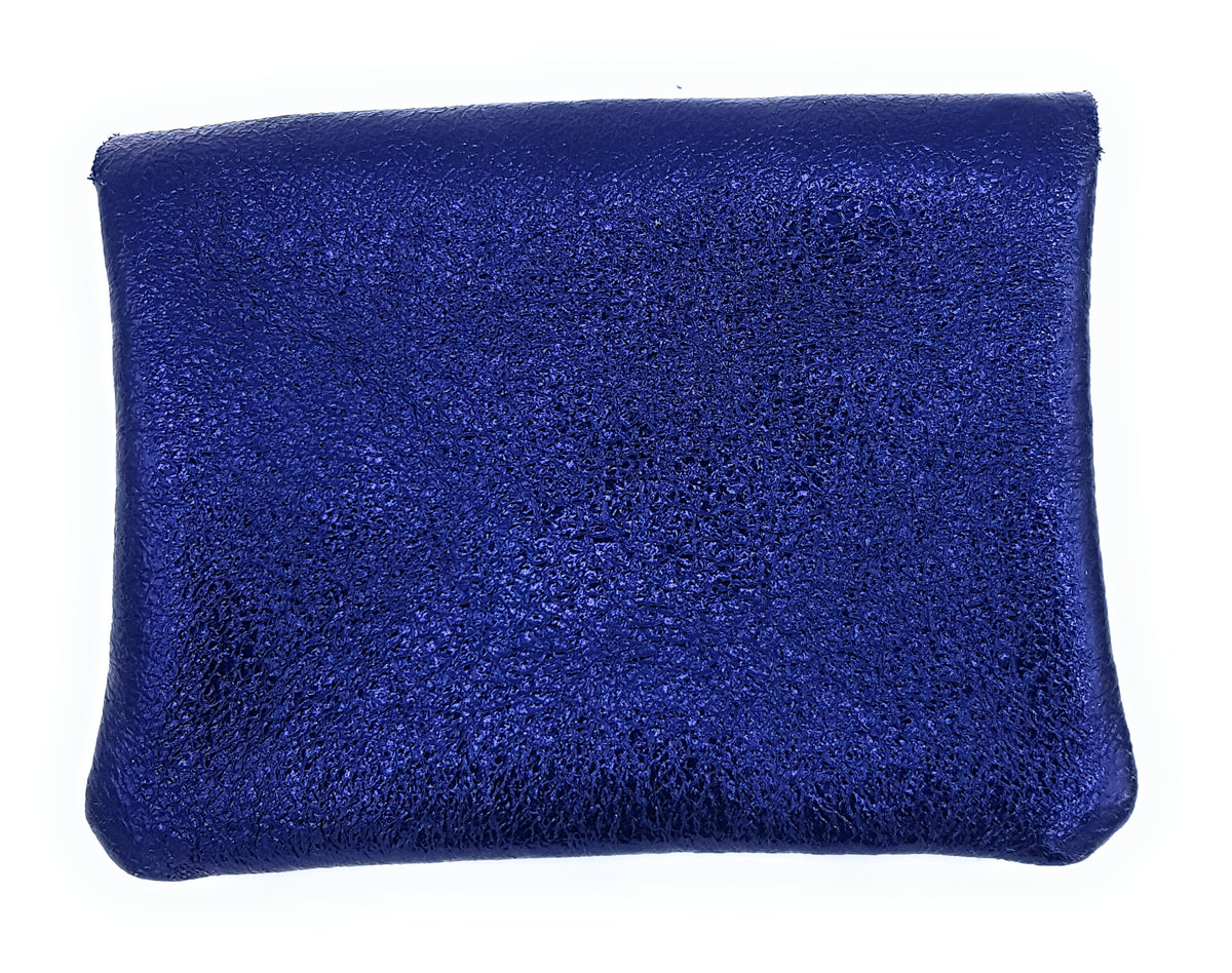 Porte-monnaie Aponi cuir irisé italien ~ Bleu nuit