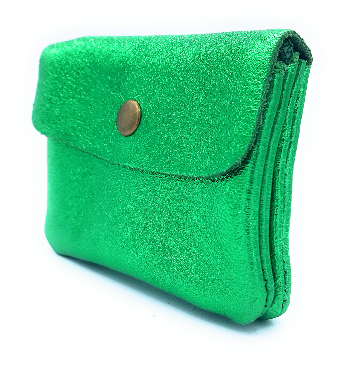 Porte-monnaie Aponi cuir irisé italien ~ Vert émeraude