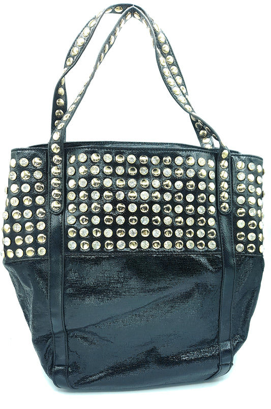 Sac cabas shine en similicuir à strass ~ Noir