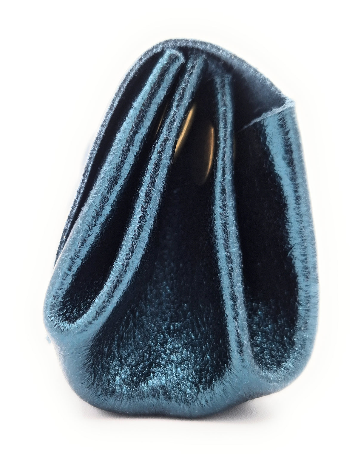 Porte-monnaie en cuir irisé Etania ~ Bleu canard
