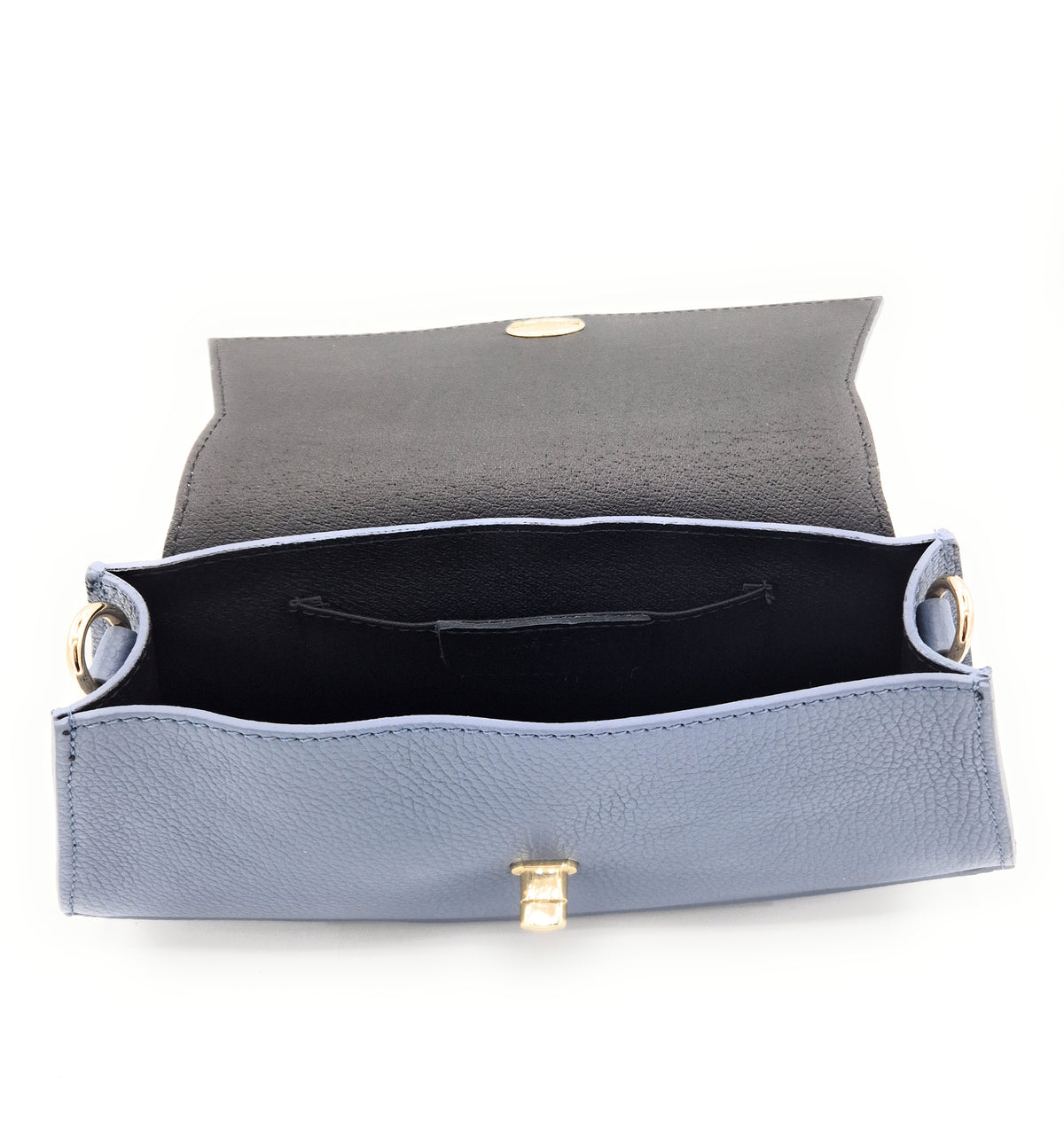Sac à bandoulière demi-lune en cuir Paco ~ Bleu ciel