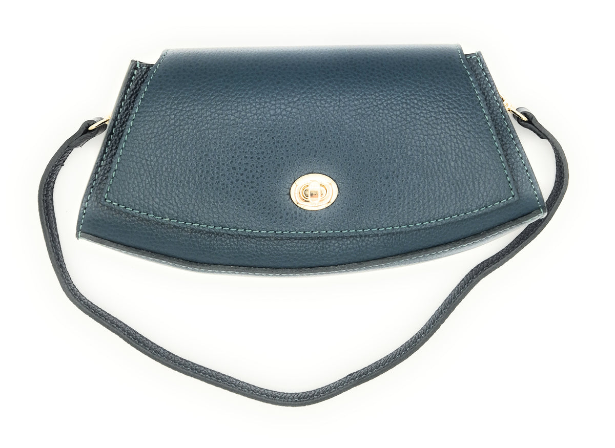 Paco Leather Half Moon Shoulder Bag ~ Duck Blue